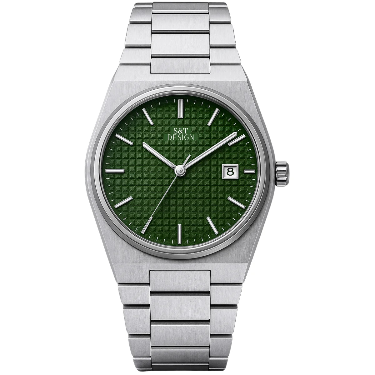 Herren Uhr Edelstahl 40mm Dunkelgrün