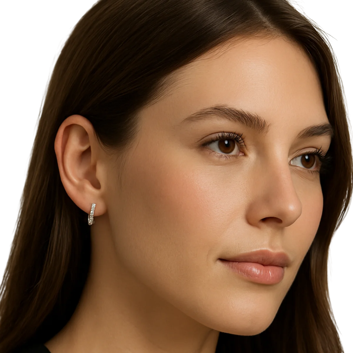 Women's earrings 925 silver round hoop earrings with moissanite