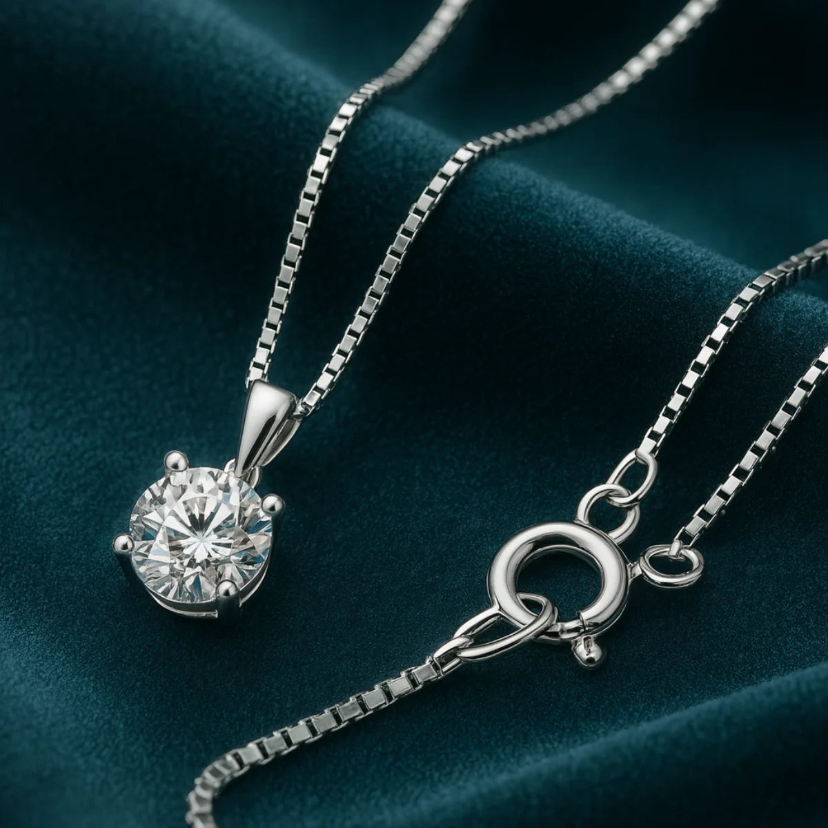 Solitaire Necklace 925 Silver Moissanite
