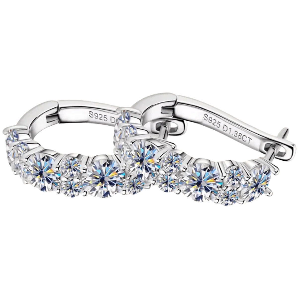 Women's Hoop Earrings 925 Silver with Moissanite