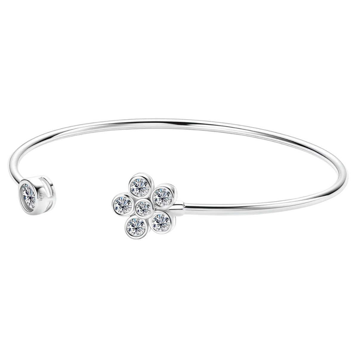Vergoldetes Silberarmband Blume Moissanite