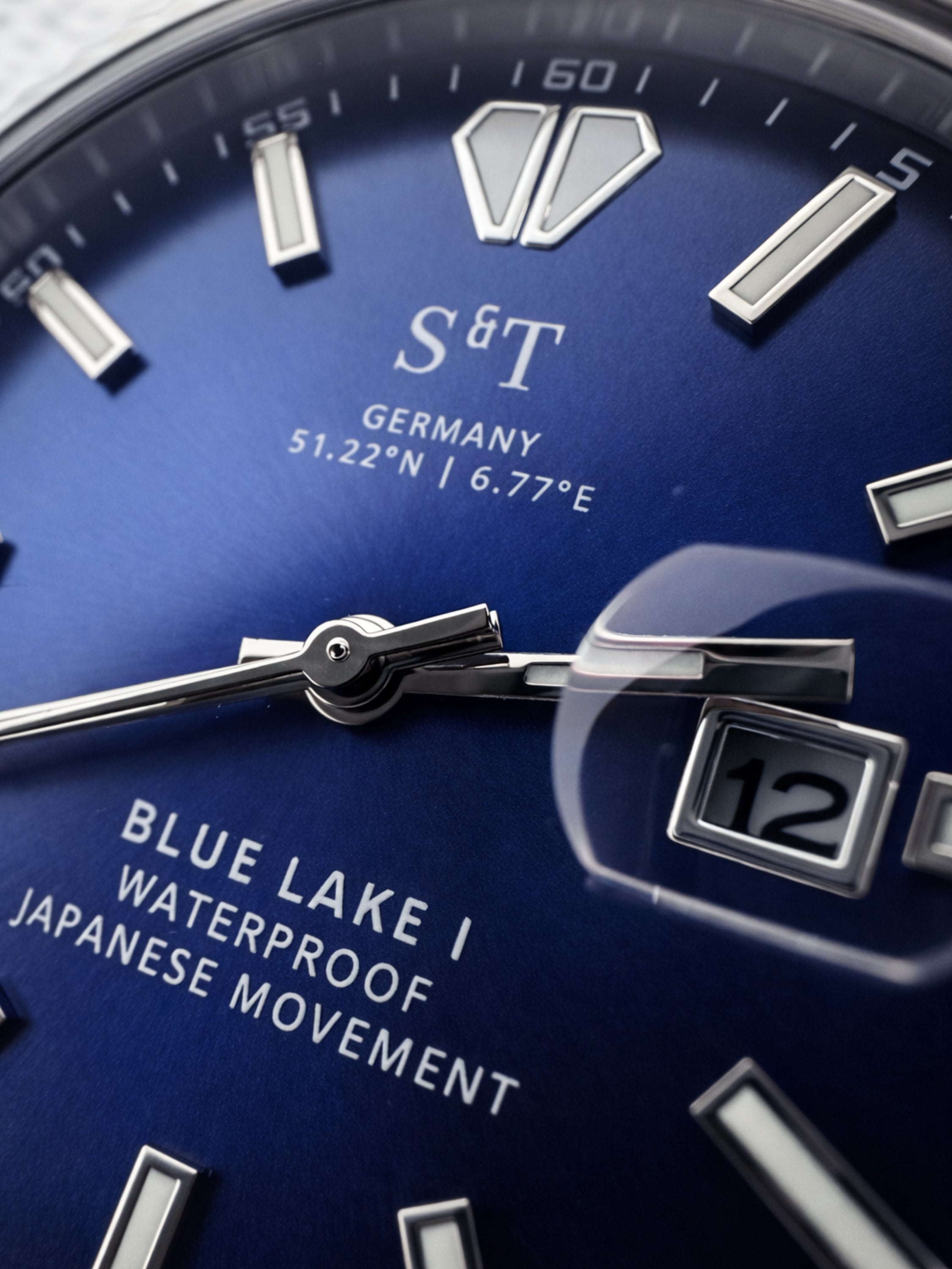 Herren Uhr Japanisches Uhrenwerk Blue Lake 1 Edelstahl Datum Wasserdicht