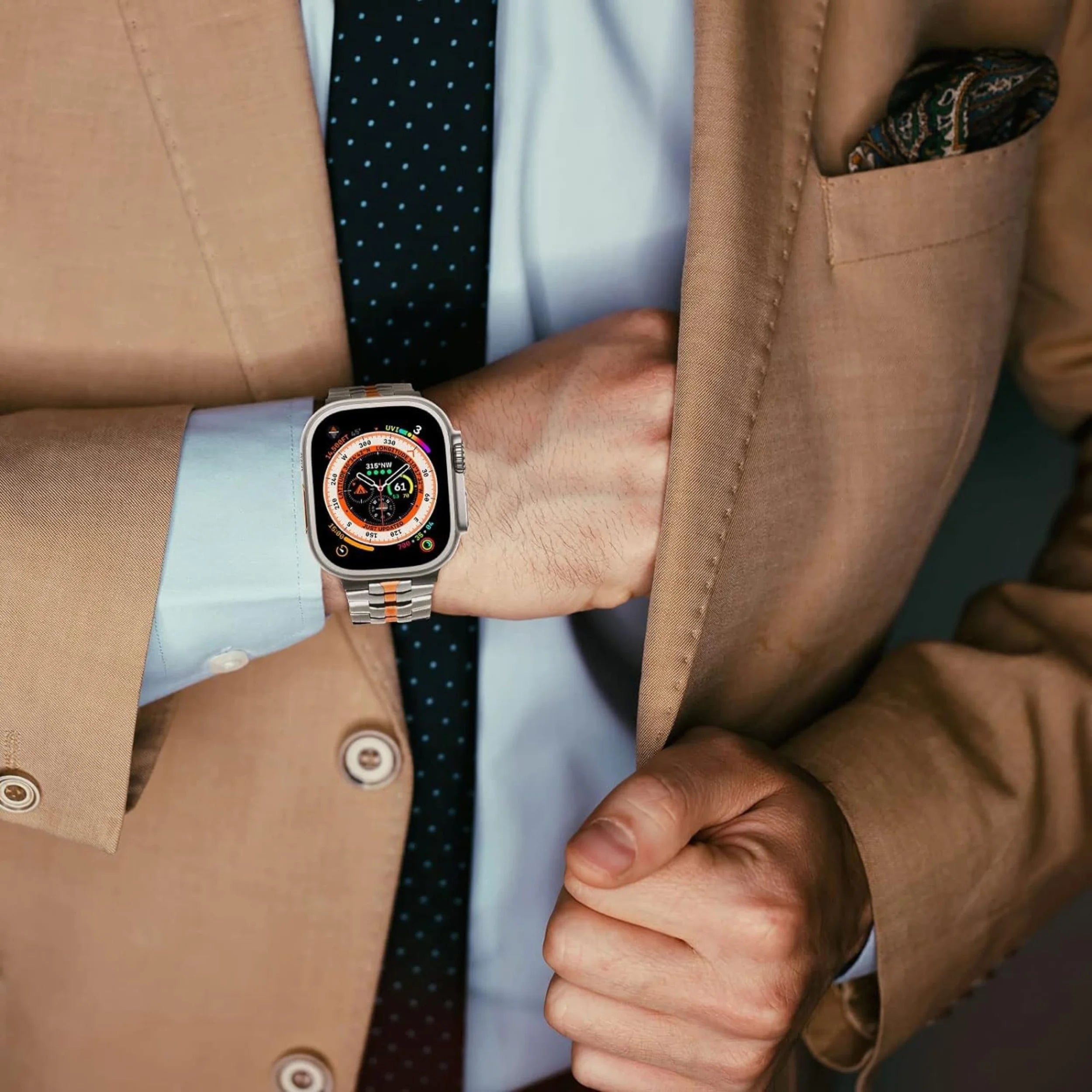 Premium Bracelet for Apple Watch Silver Orange #02
