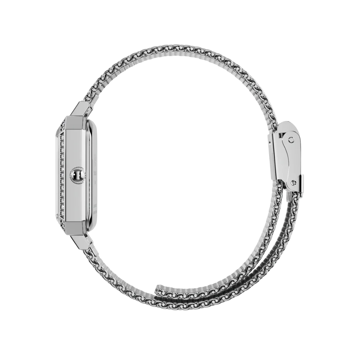 Damen Uhr Mesharmband Moissanite Silber Schwarz