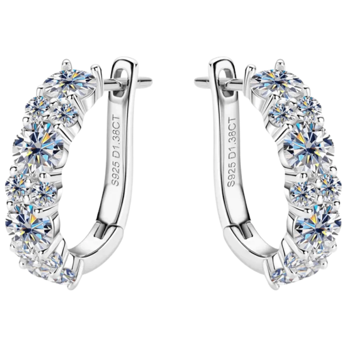 Women's Hoop Earrings 925 Silver with Moissanite