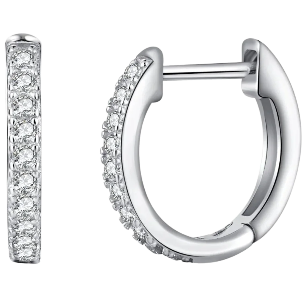 Women's earrings 925 silver round hoop earrings with moissanite
