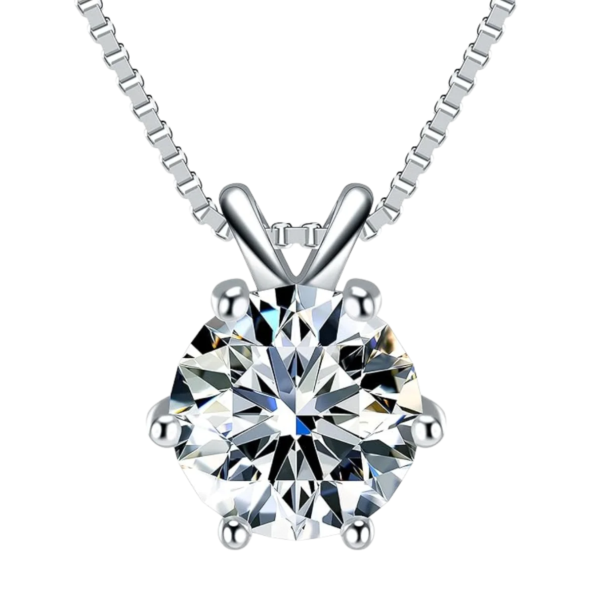 Solitaire Necklace 925 Silver Moissanite