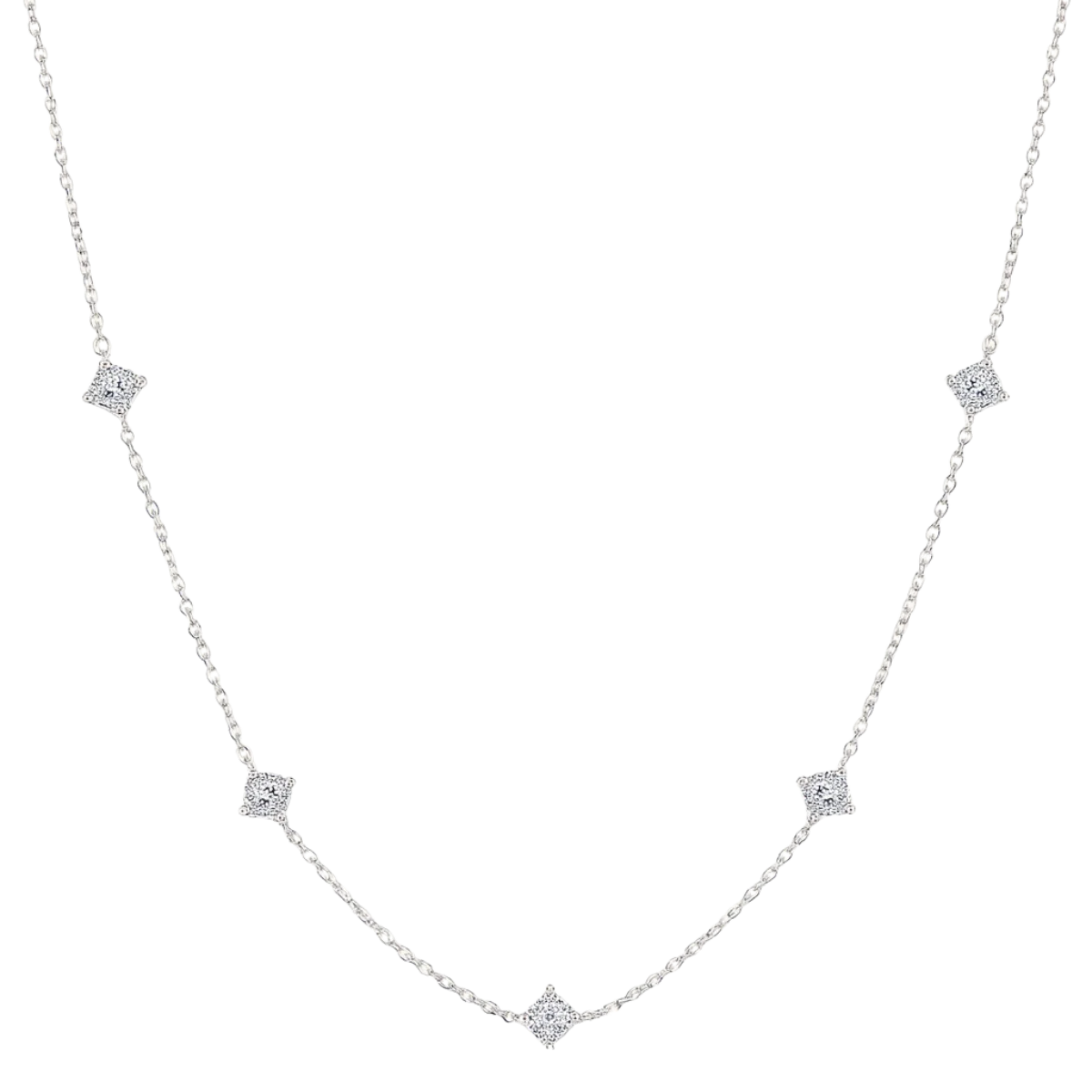 Women's white gold necklace with moissanite stones