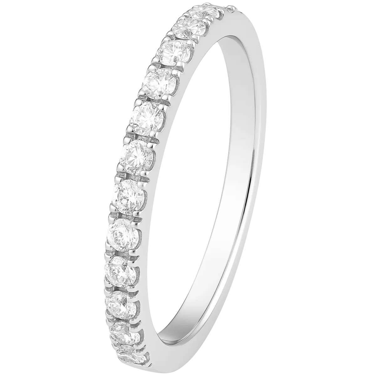 Silver ladies ring with half moissanite