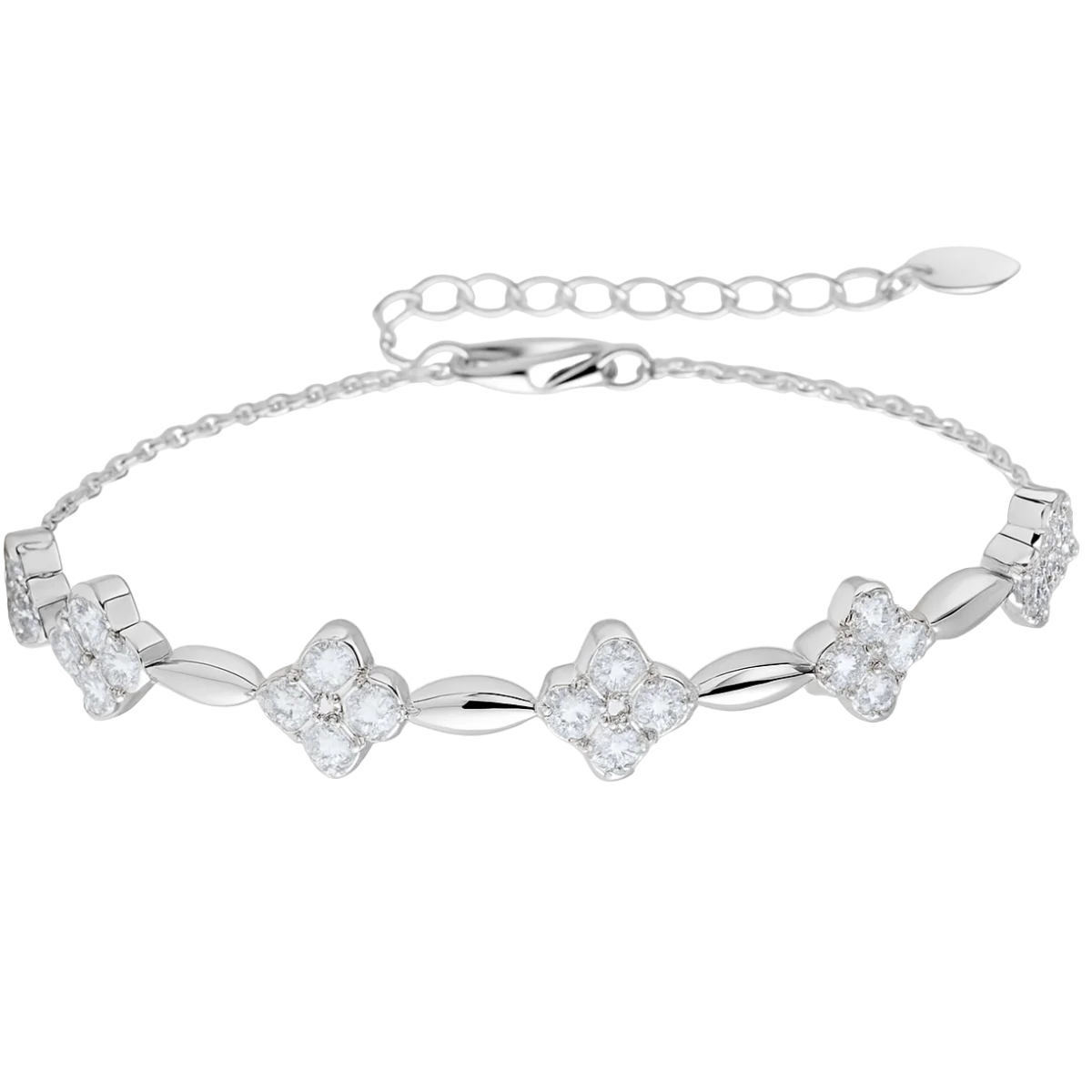 Women's flower bracelet 925 silver with moissanite