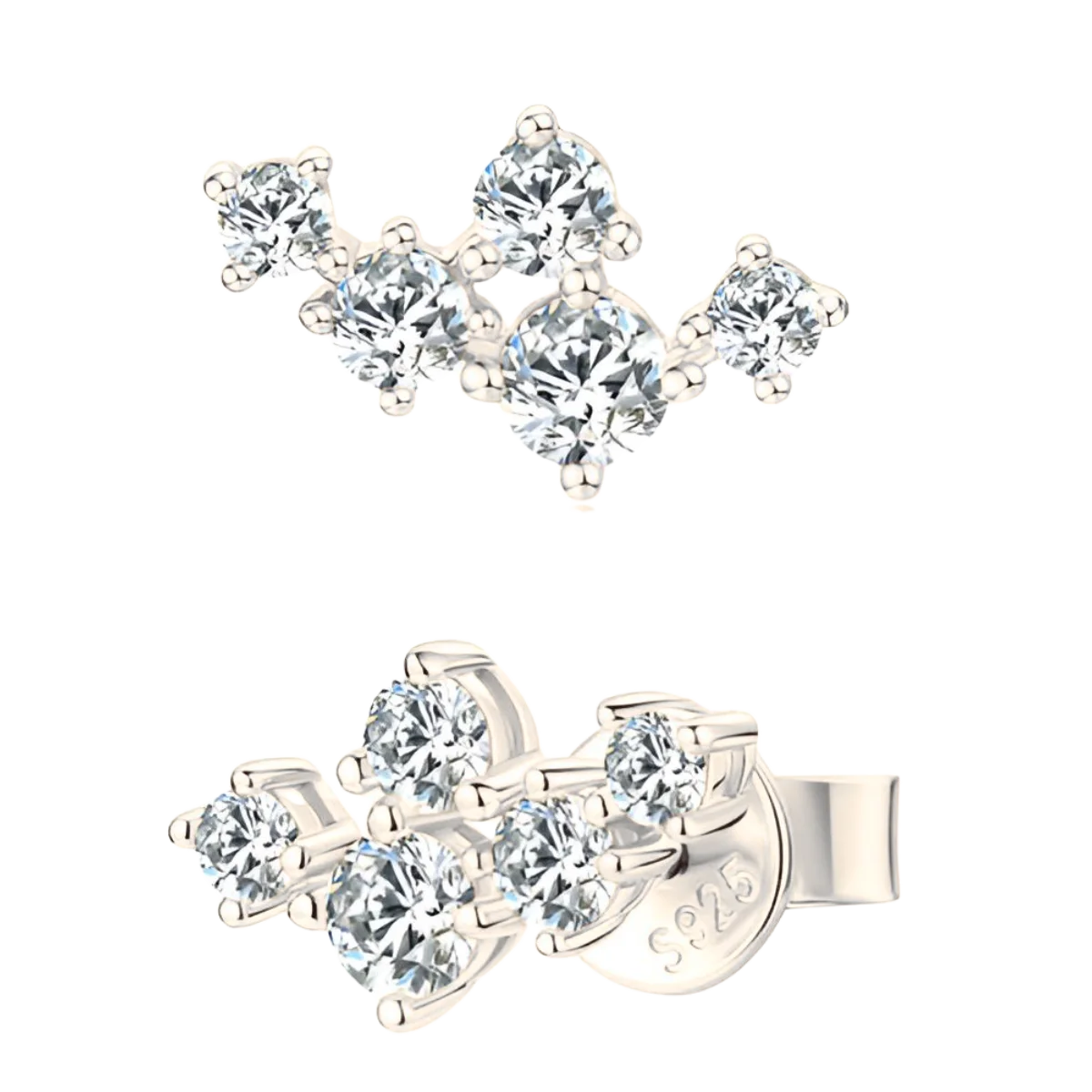 Women's earrings 925 silver cluster stud earrings