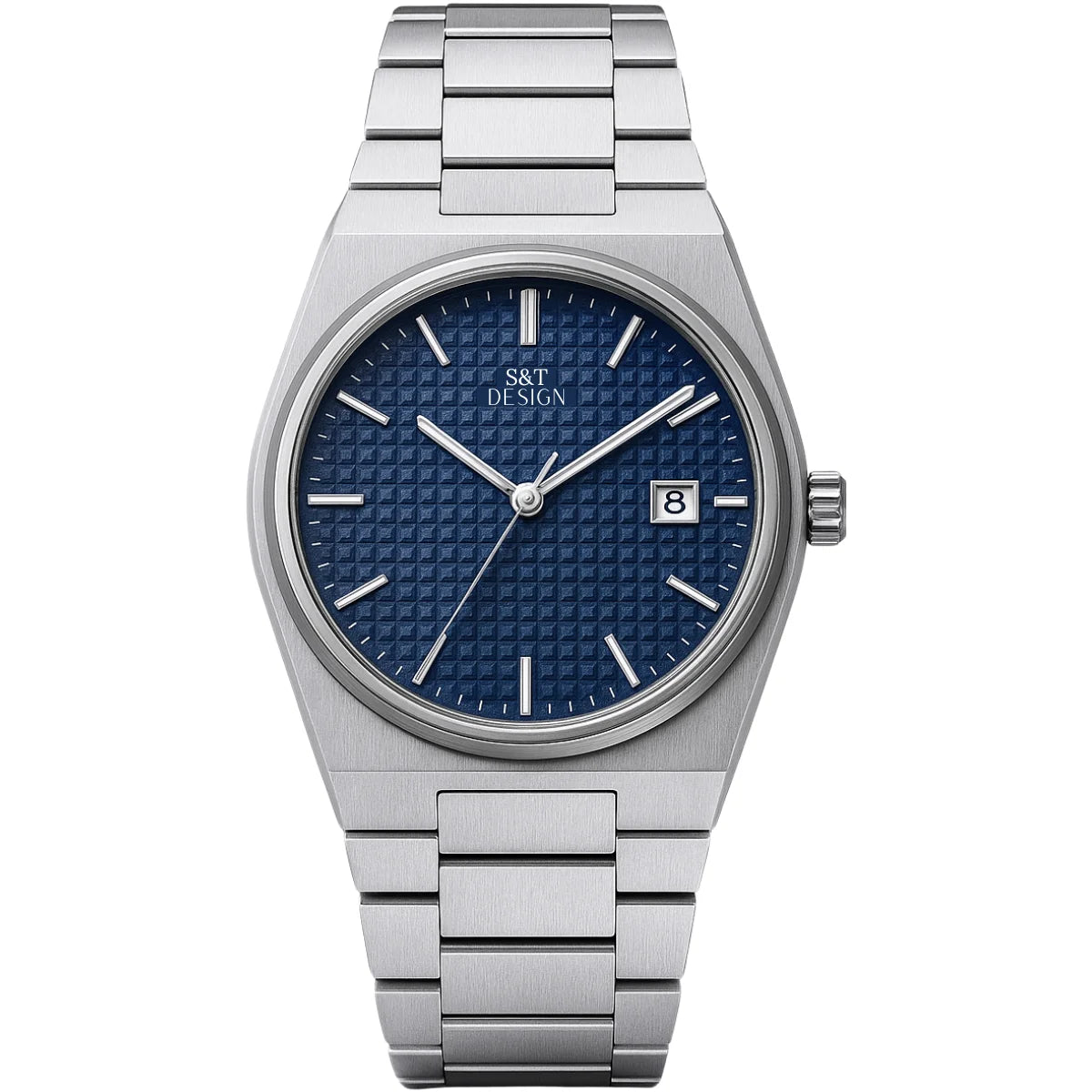 Herren Uhr Edelstahl 40mm Dunkelblau