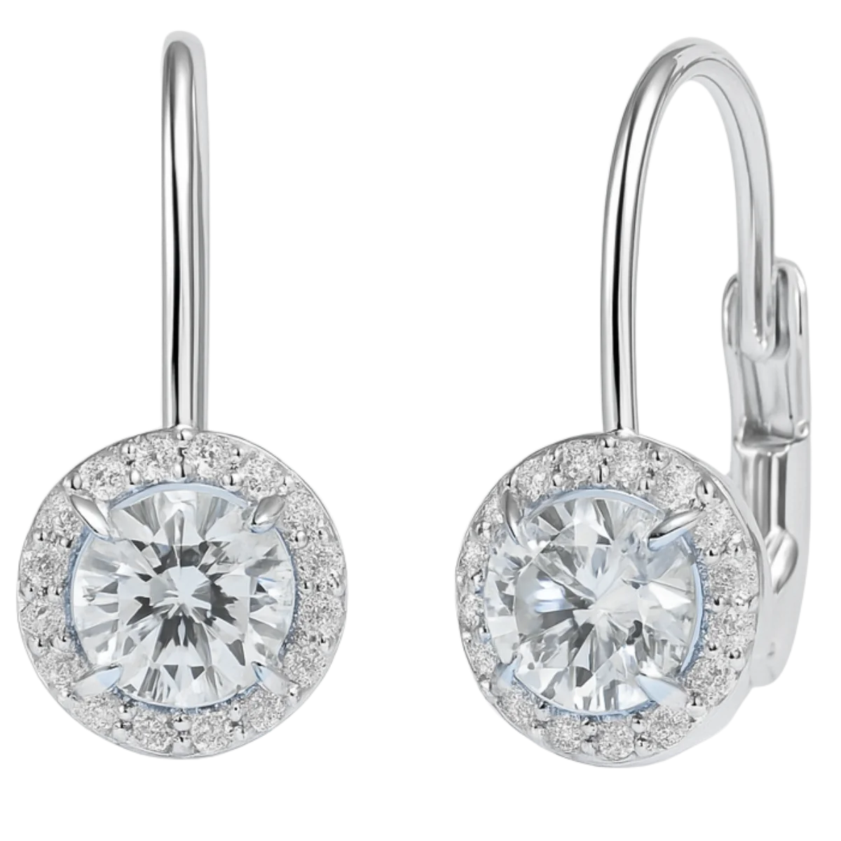 Women's earrings round with 1ct Moissanite