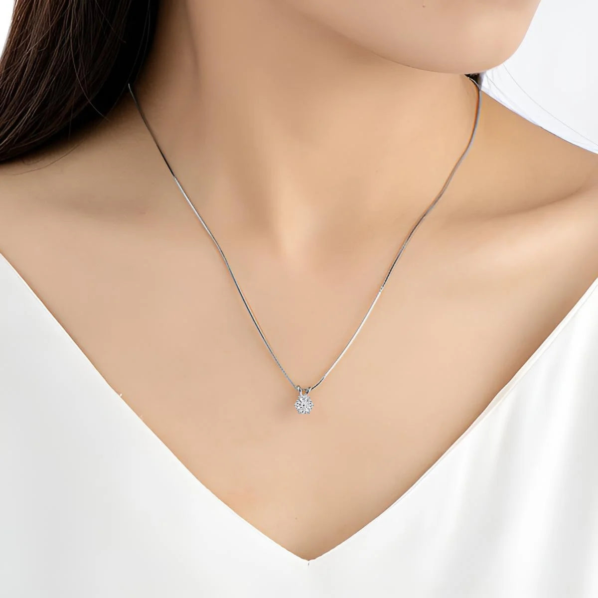 Solitaire Necklace 925 Silver Moissanite