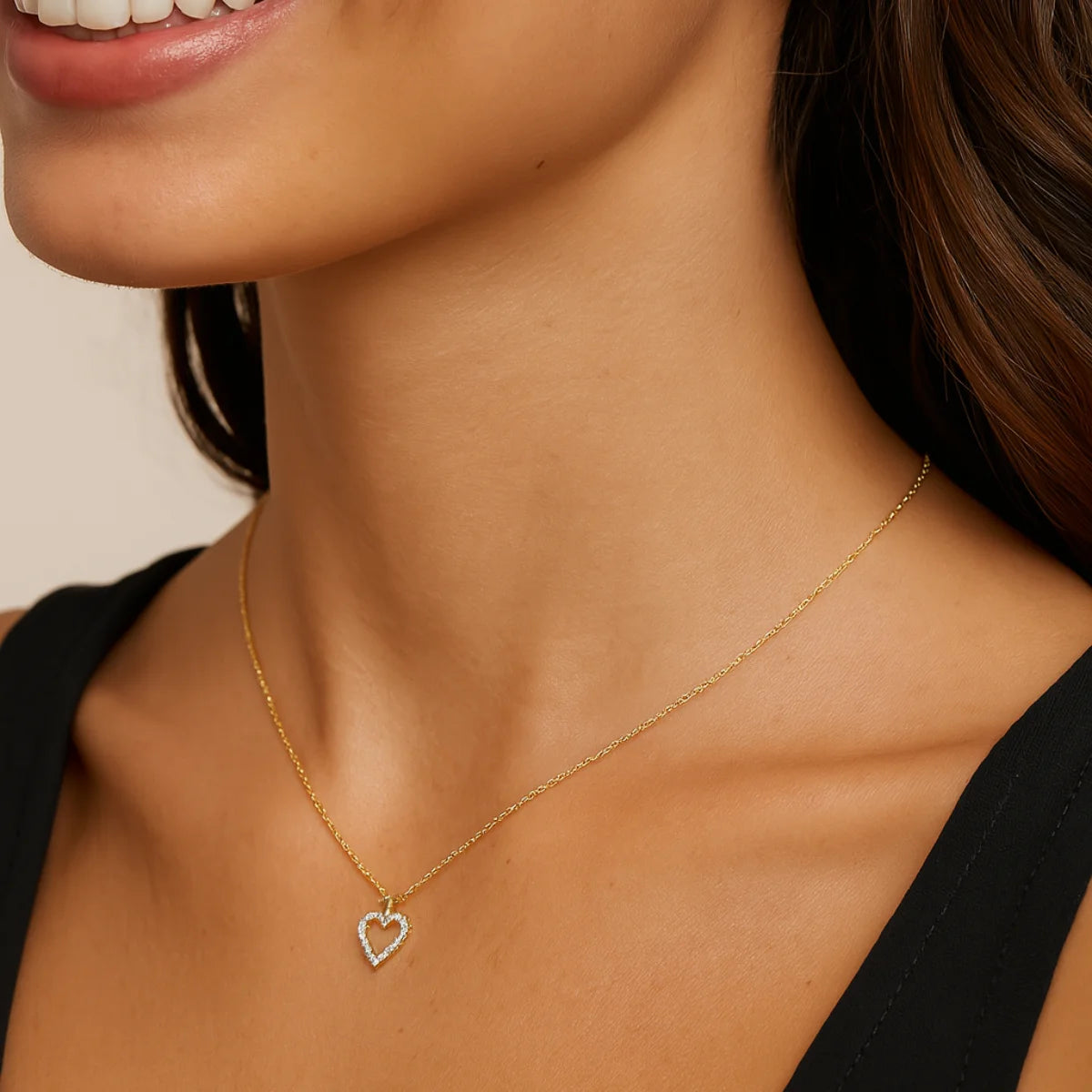 Women's heart pendant necklace 14 gold-plated 925 silver