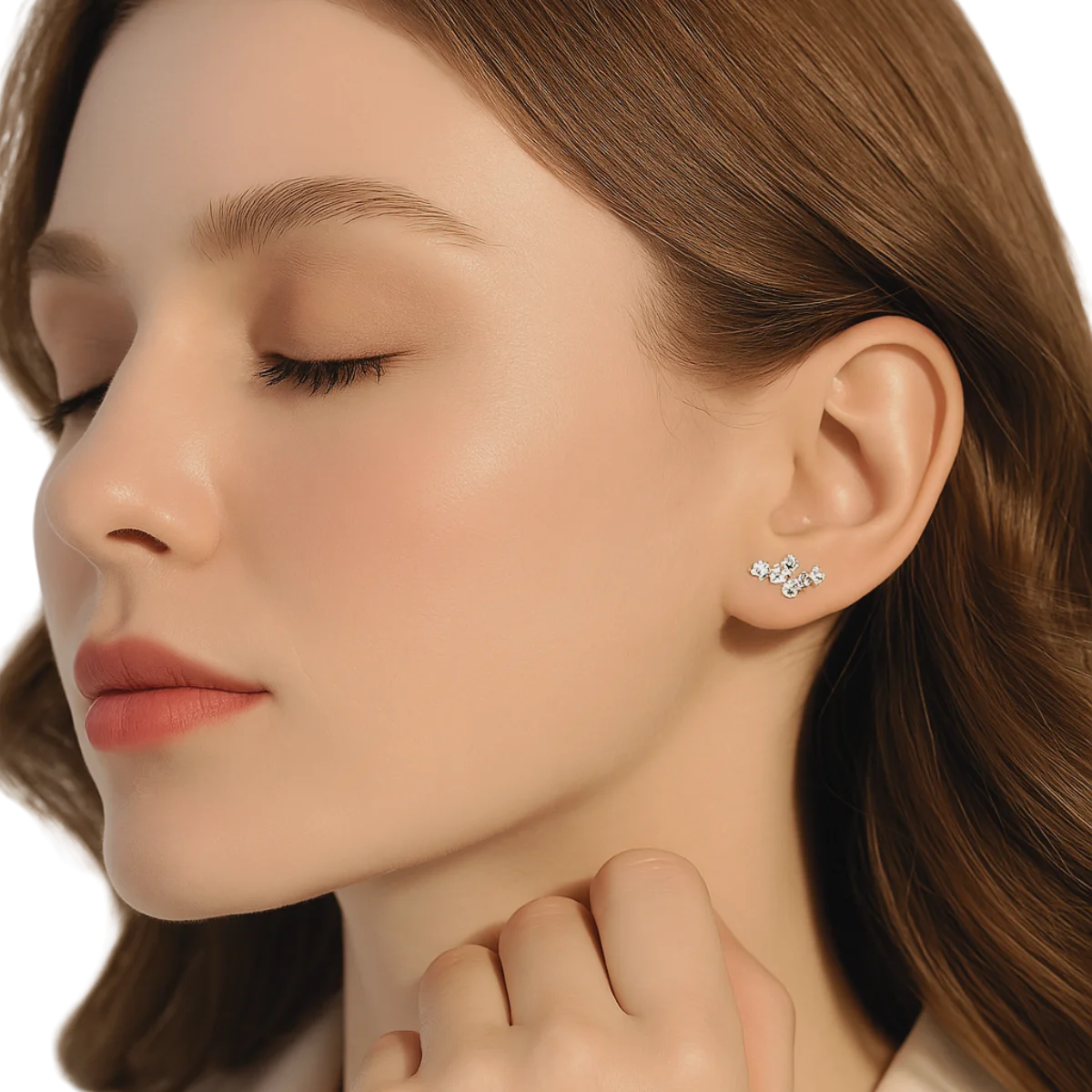 Women's earrings 925 silver cluster stud earrings