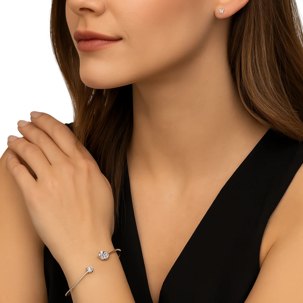 Vergoldetes Silberarmband Blume Moissanite
