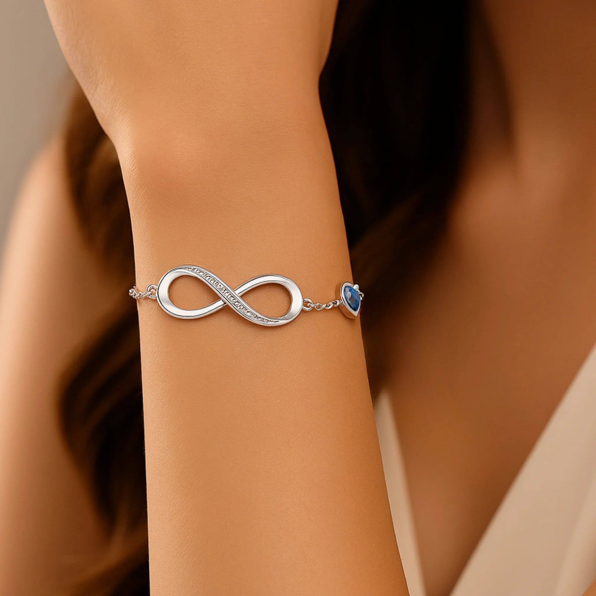 Women's infinity bracelet 925 silver with heart