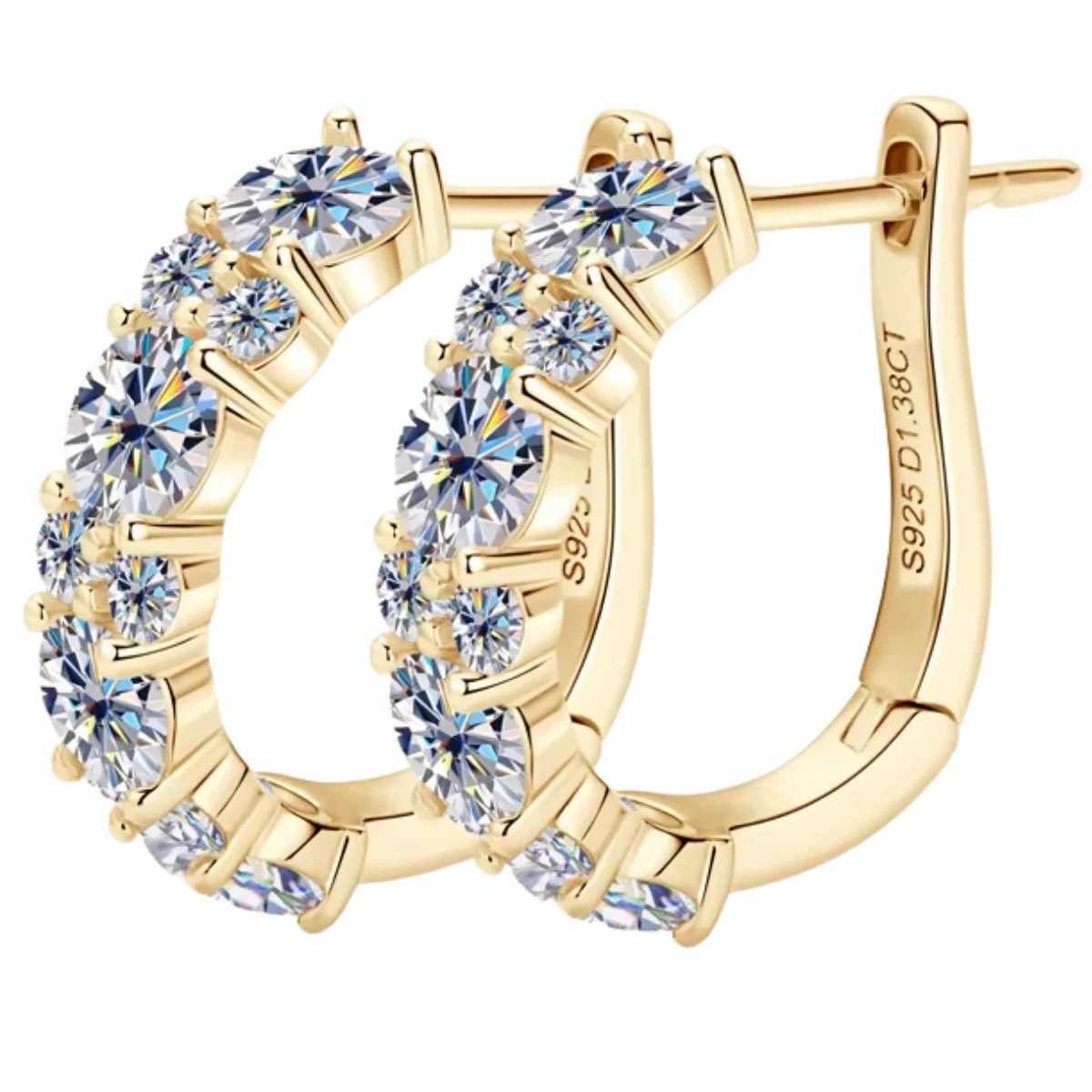 Women's Hoop Earrings 925 Silver with Moissanite