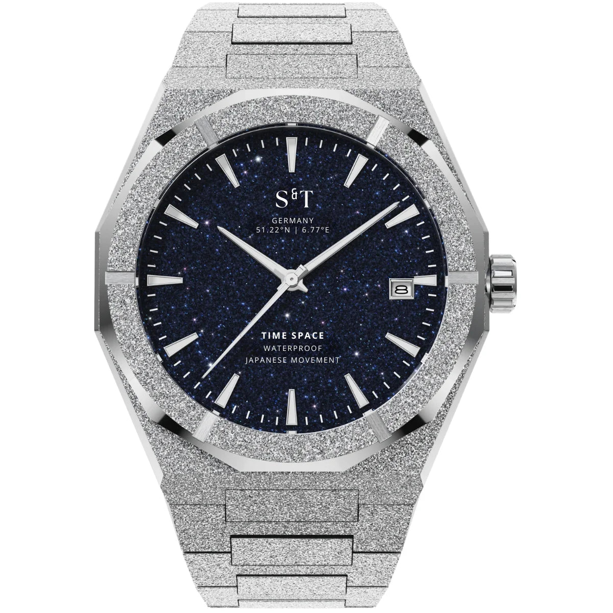 Herren Automatikuhr mit Sternenhimmel-Zifferblatt Frosted Silber