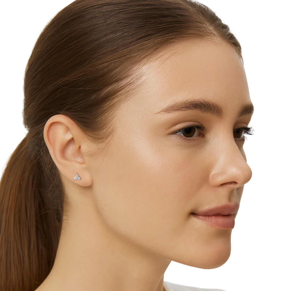 Silver earrings with moissanite trio