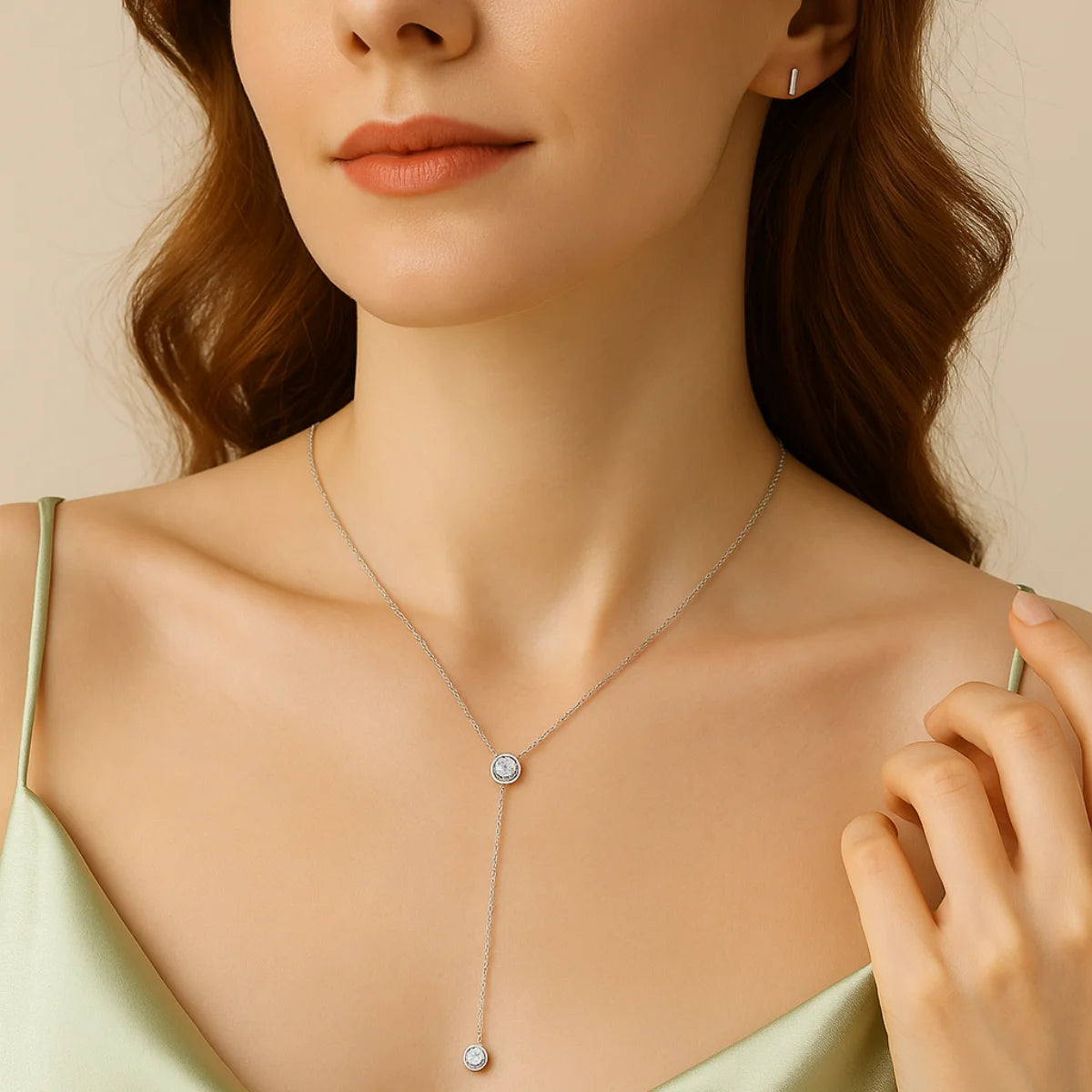 Women's Y-necklace 925 silver with moissanite