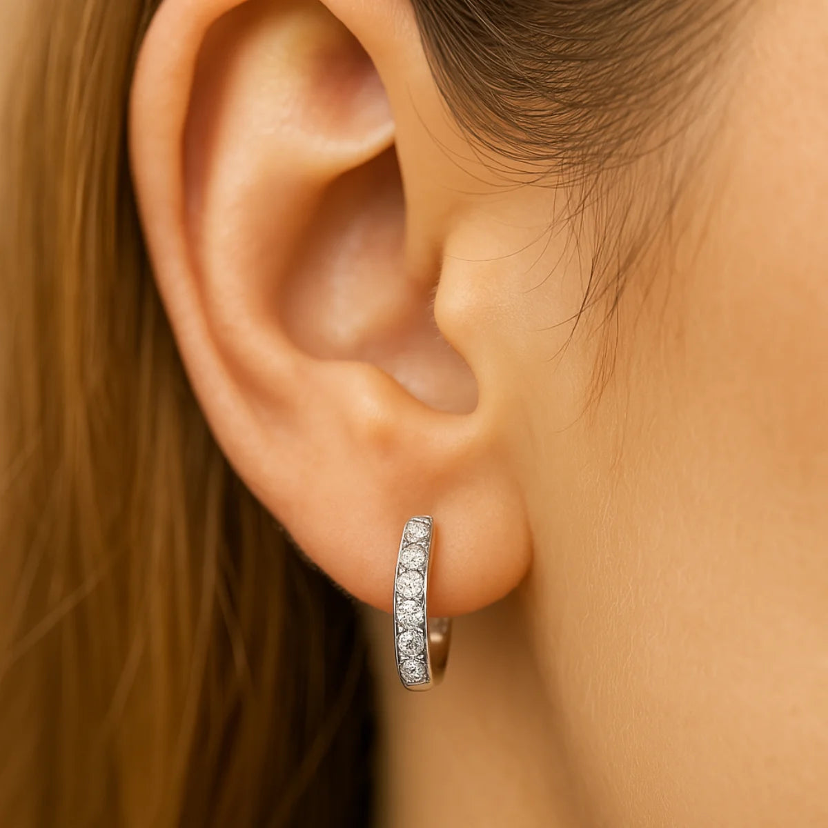 Hoop earrings women 925 silver with moissanite
