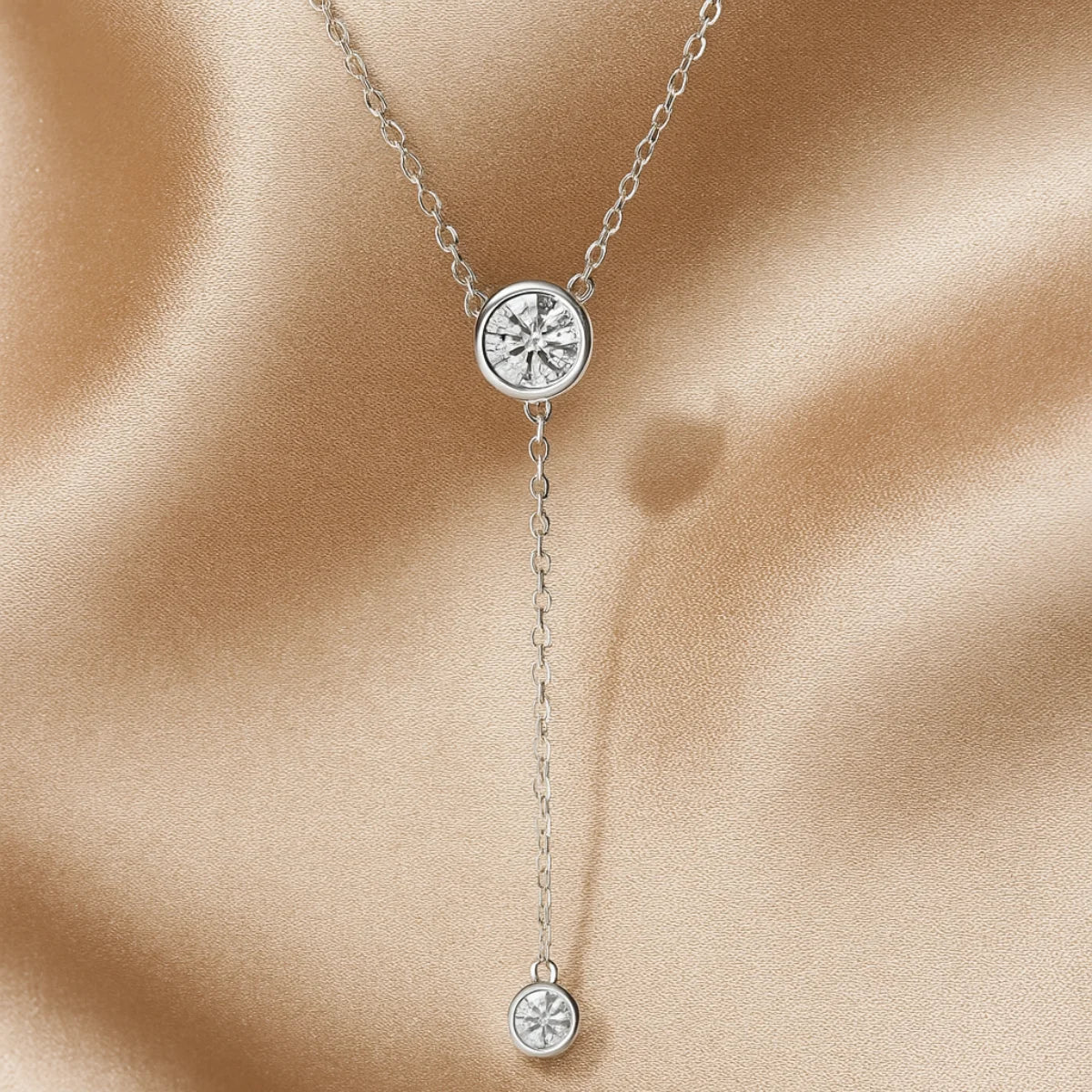 Women's Y-necklace 925 silver with moissanite