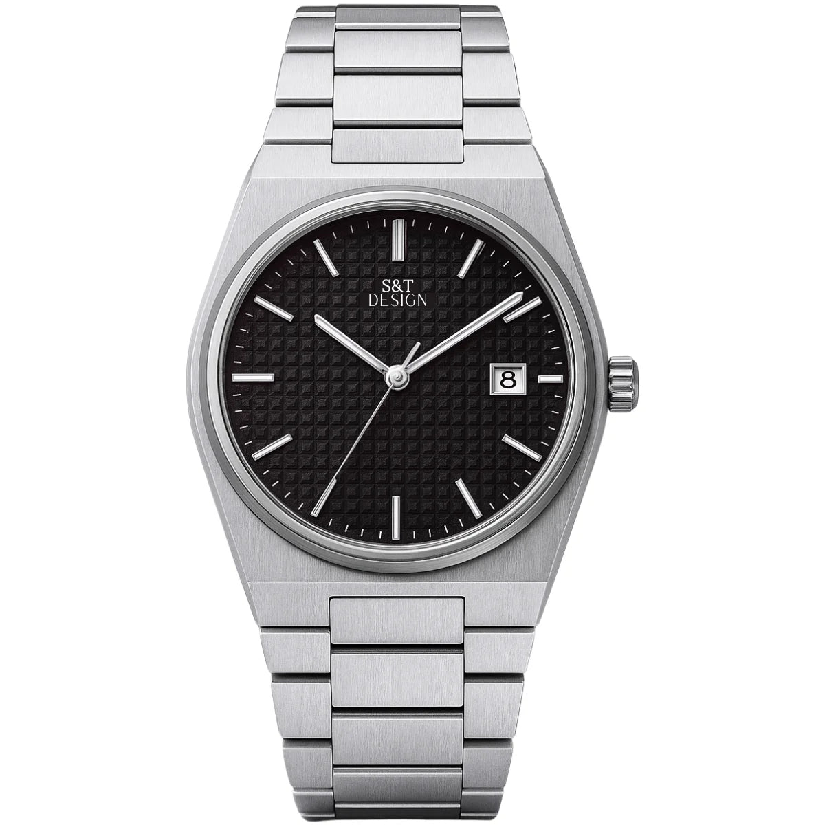 Herren Uhr Edelstahl 40mm Schwarz
