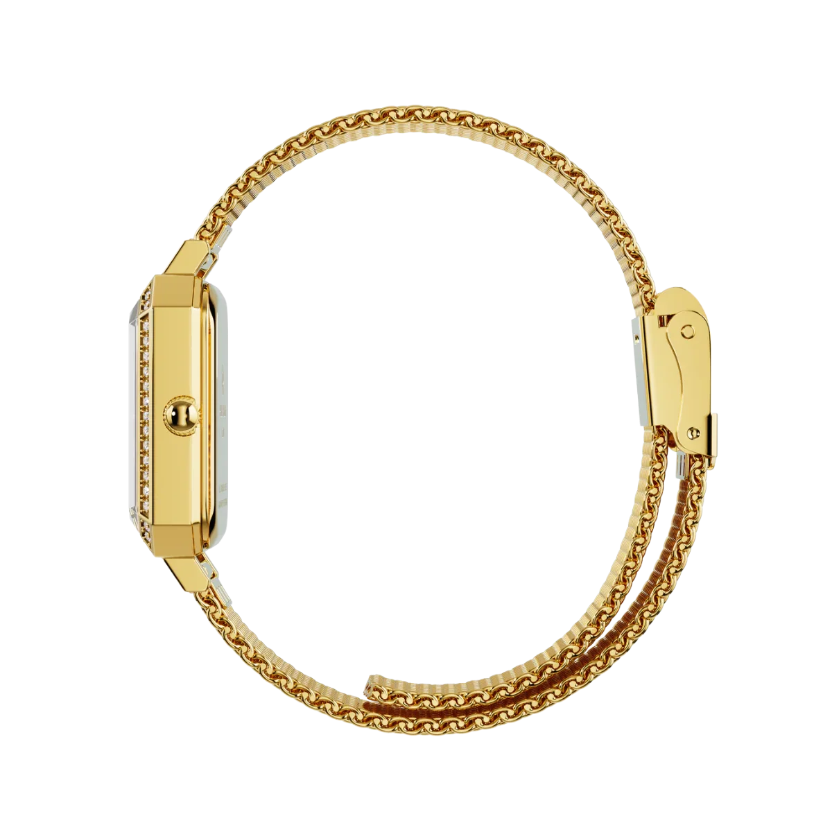 Damen Uhr Mesharmband Moissanite Gold Schwarz