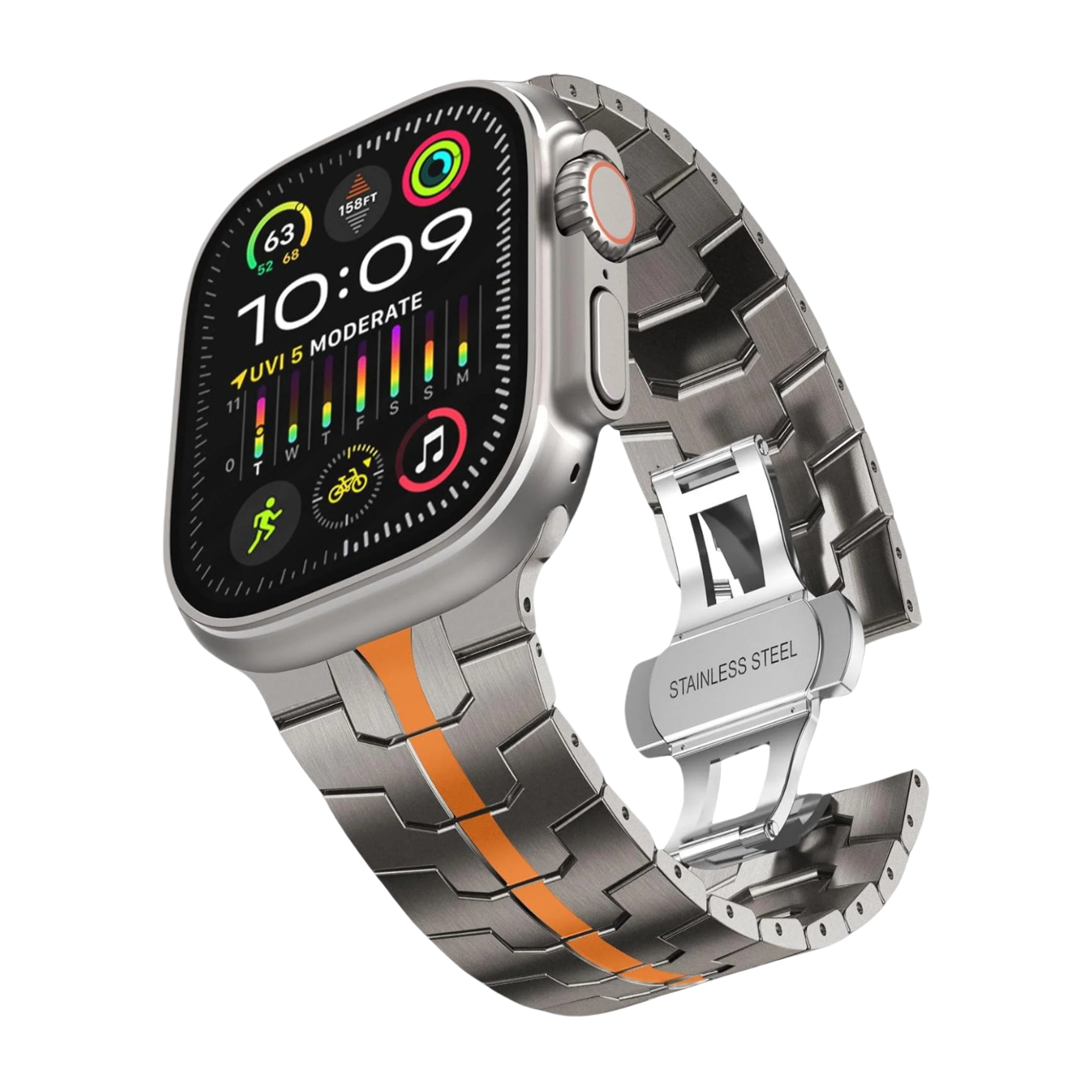 Premium Bracelet for Apple Watch Silver Orange #02