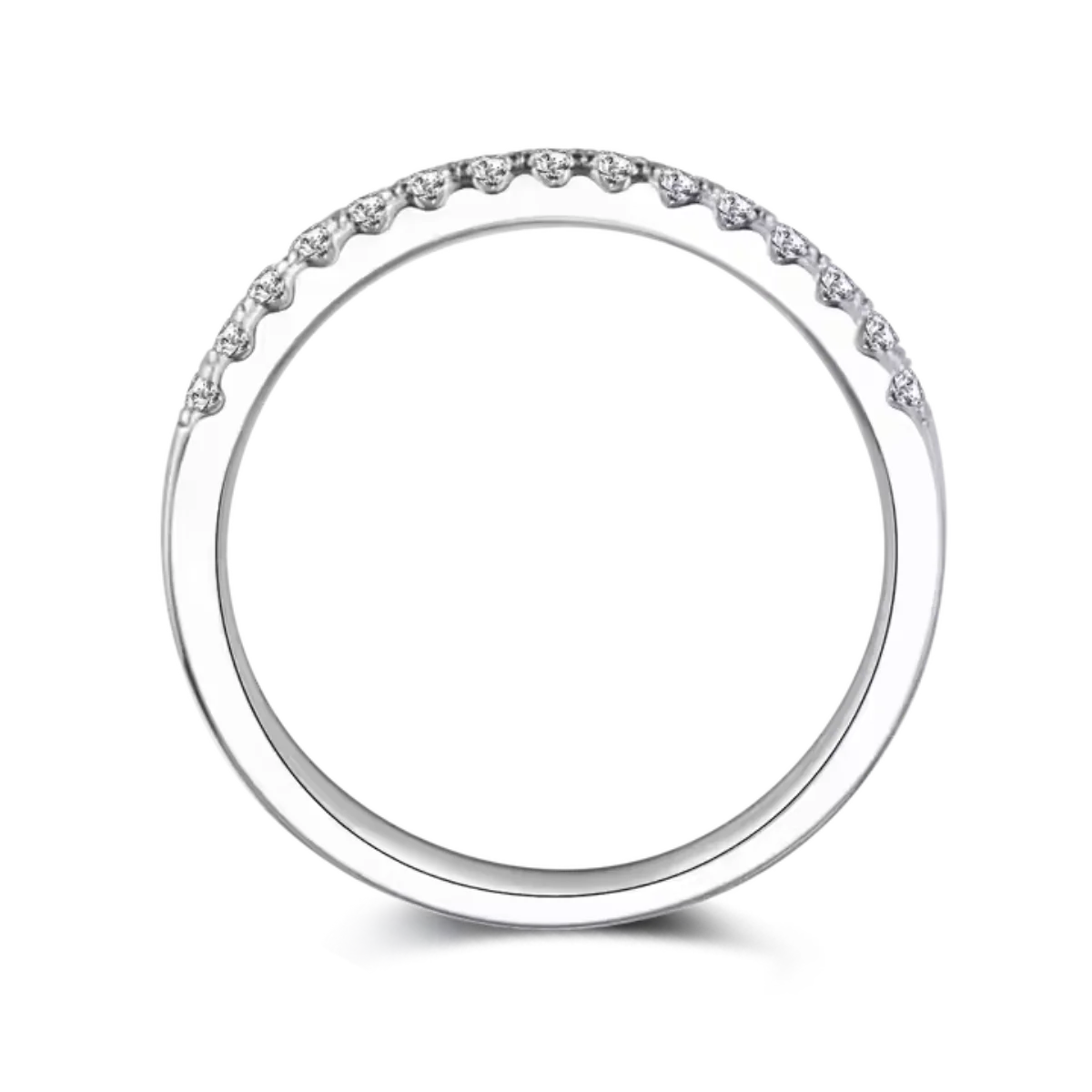 Silver ladies ring with half moissanite