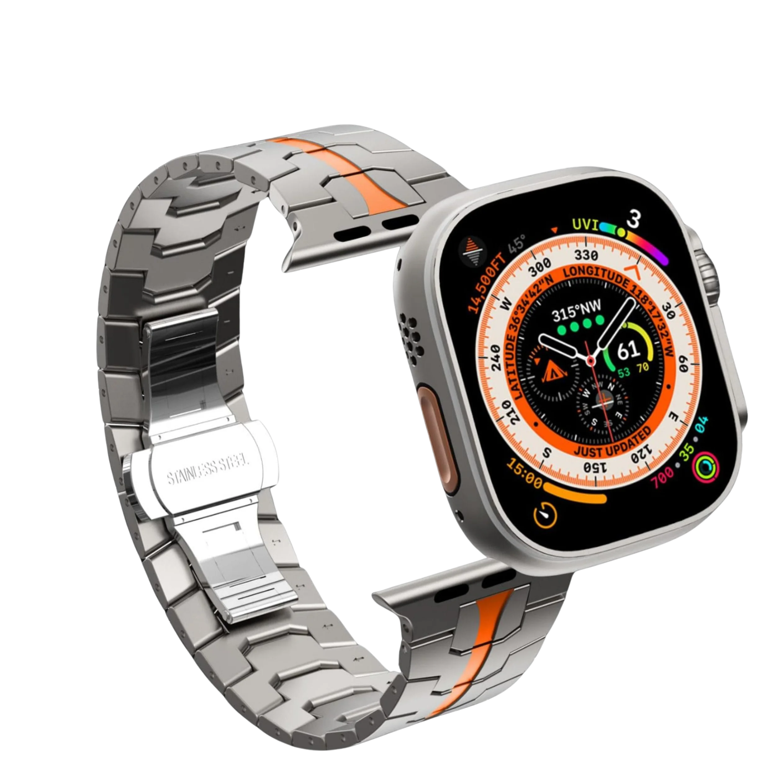 Premium Bracelet for Apple Watch Silver Orange #02