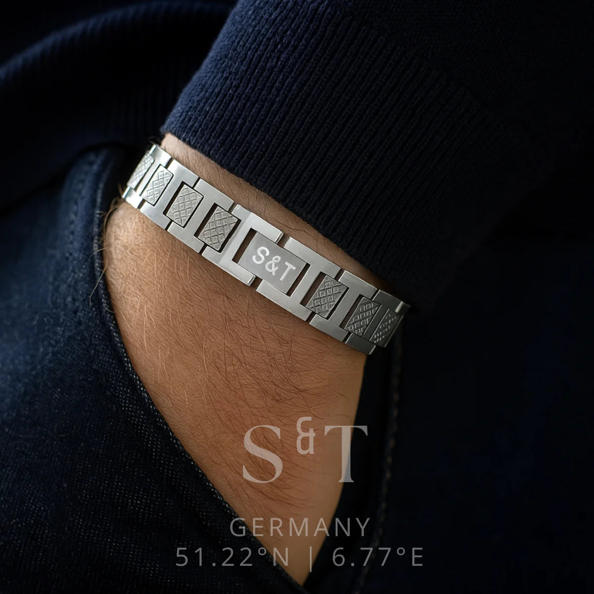 Herren Edelstahl Armband Silber
