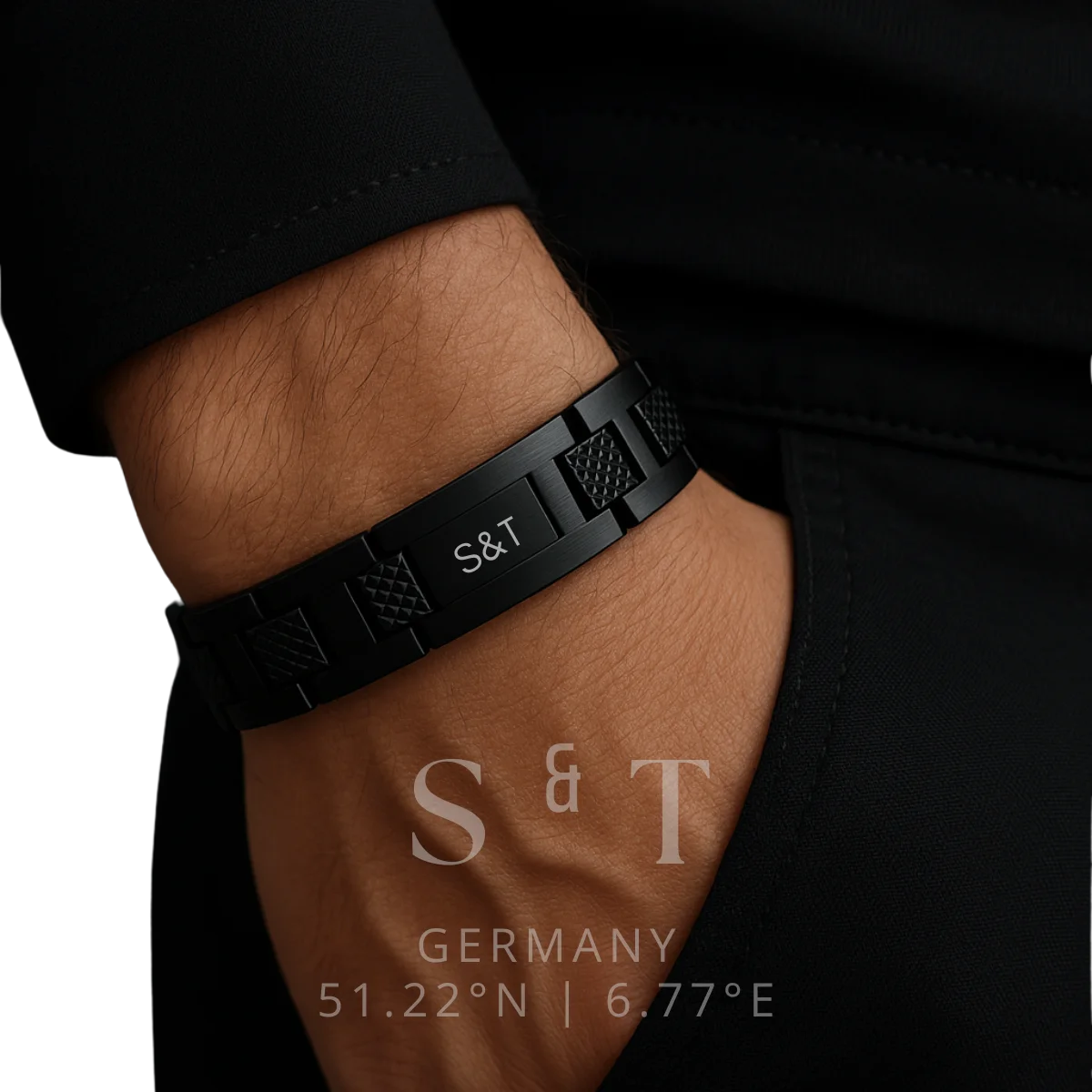 Herren Edelstahl Armband Schwarz