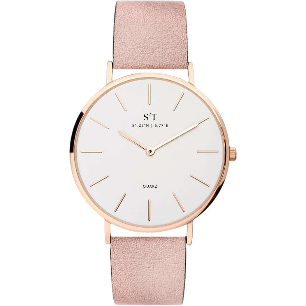 Dünne Damenuhr mit weichem Armband Rosa