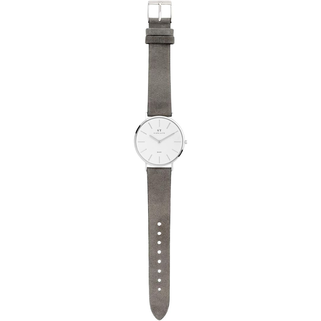 Dünne Damenuhr mit weichem Armband Grau
