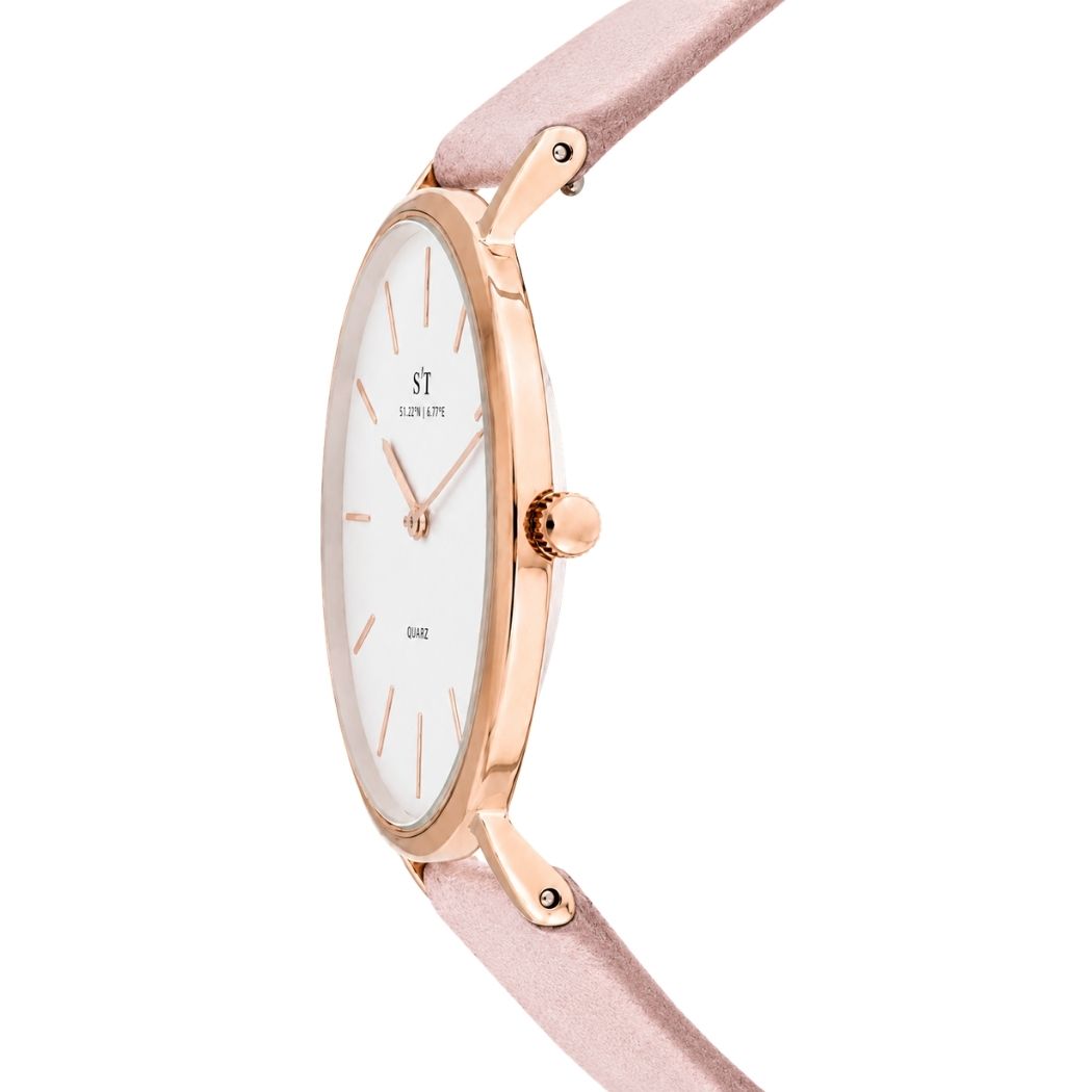 Dünne Damenuhr mit weichem Armband Rosa