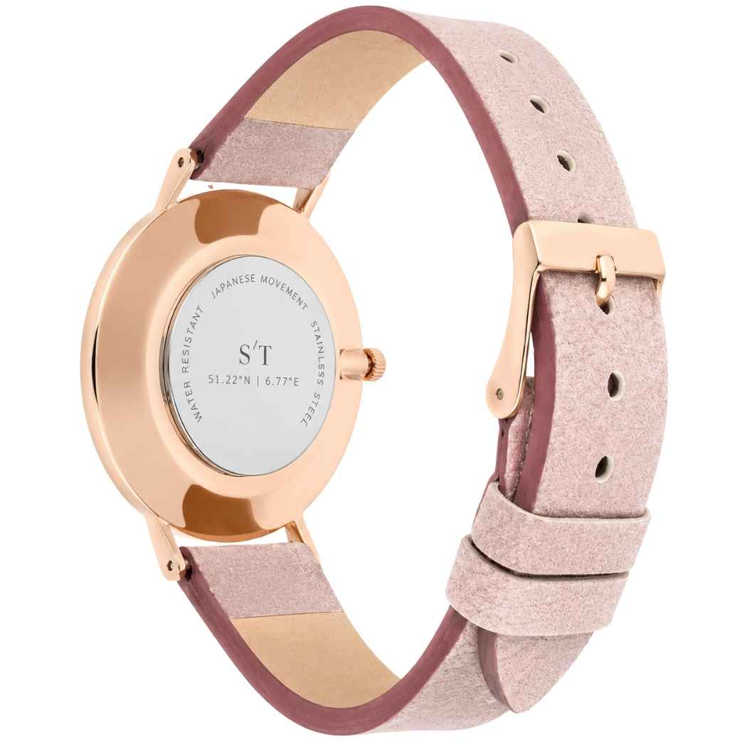 Dünne Damenuhr mit weichem Armband Rosa