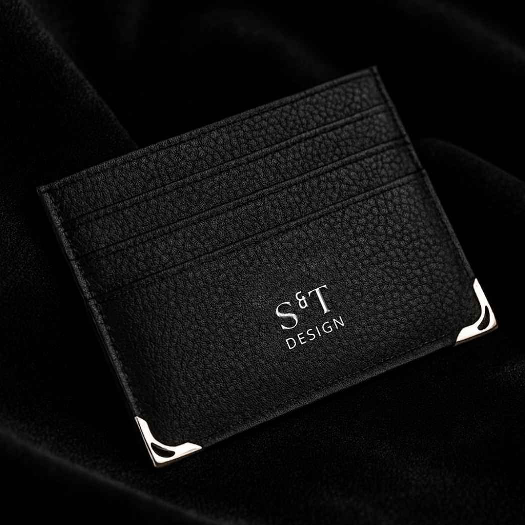 Leder Cardholder mit Edelstahl-Ecken