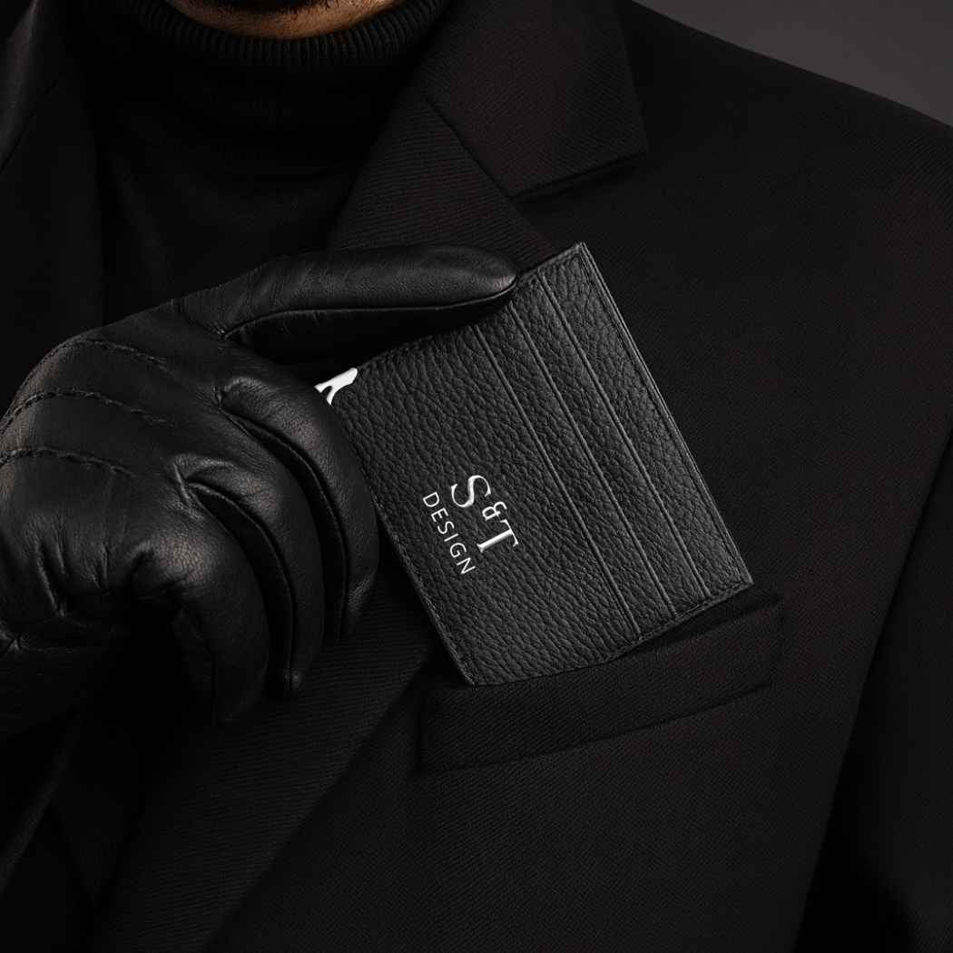 Leder Cardholder mit Edelstahl-Ecken