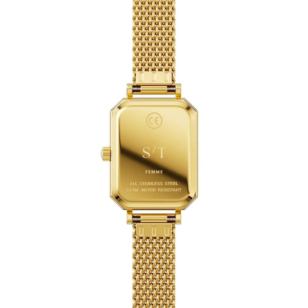 Elegante Damenuhr mit Mesh-Armband Gold