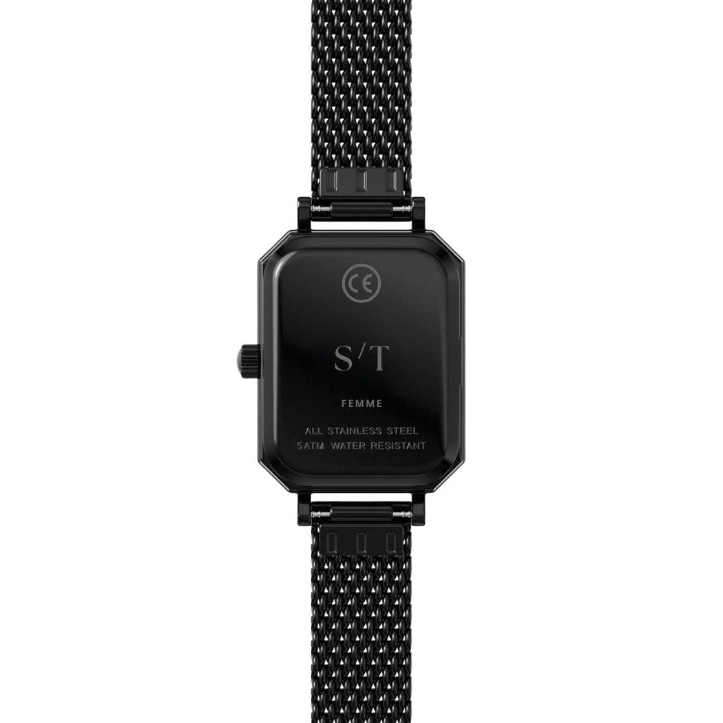 Elegante Damenuhr mit Mesh-Armband Schwarz