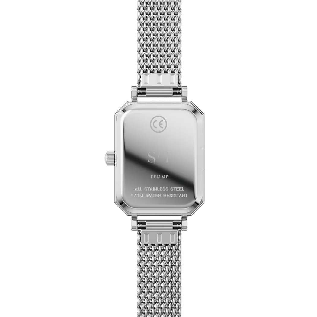 Elegante Damenuhr mit Mesh-Armband Pink