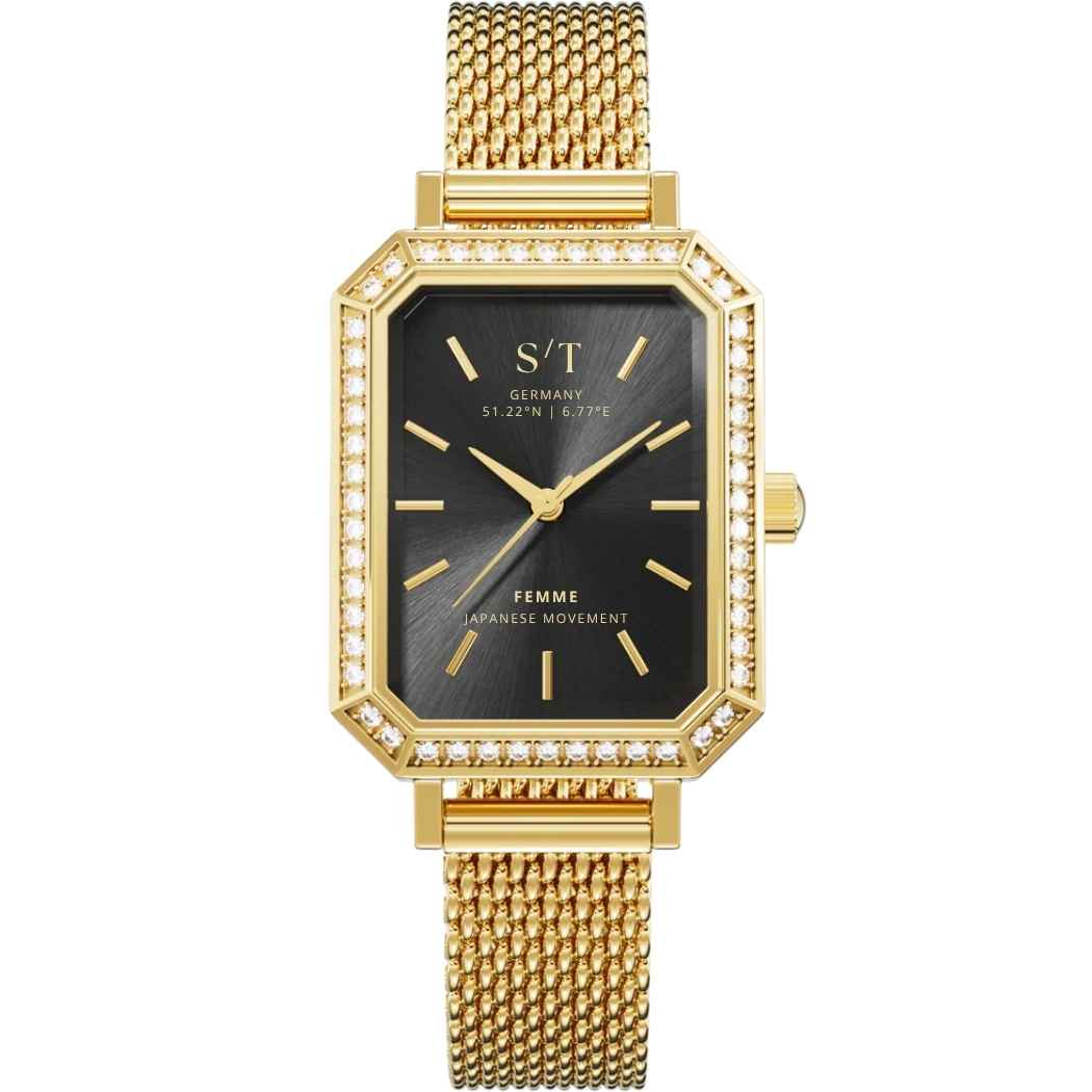 Elegante Damenuhr mit Mesh-Armband Gold