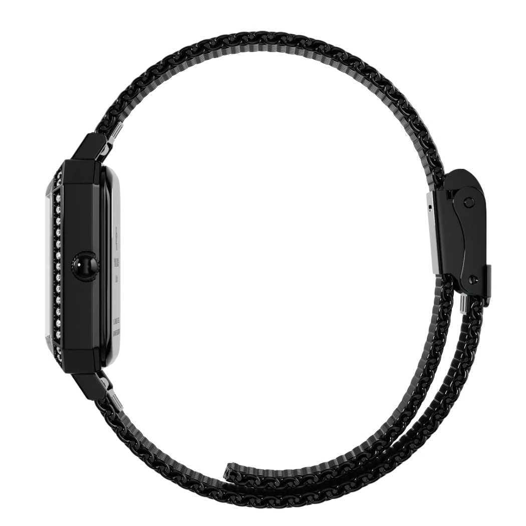 Elegante Damenuhr mit Mesh-Armband Schwarz