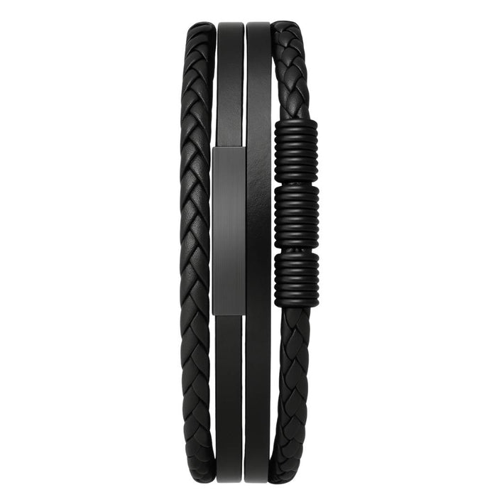 Geflochtenes Leder Herrenarmband Schwarz