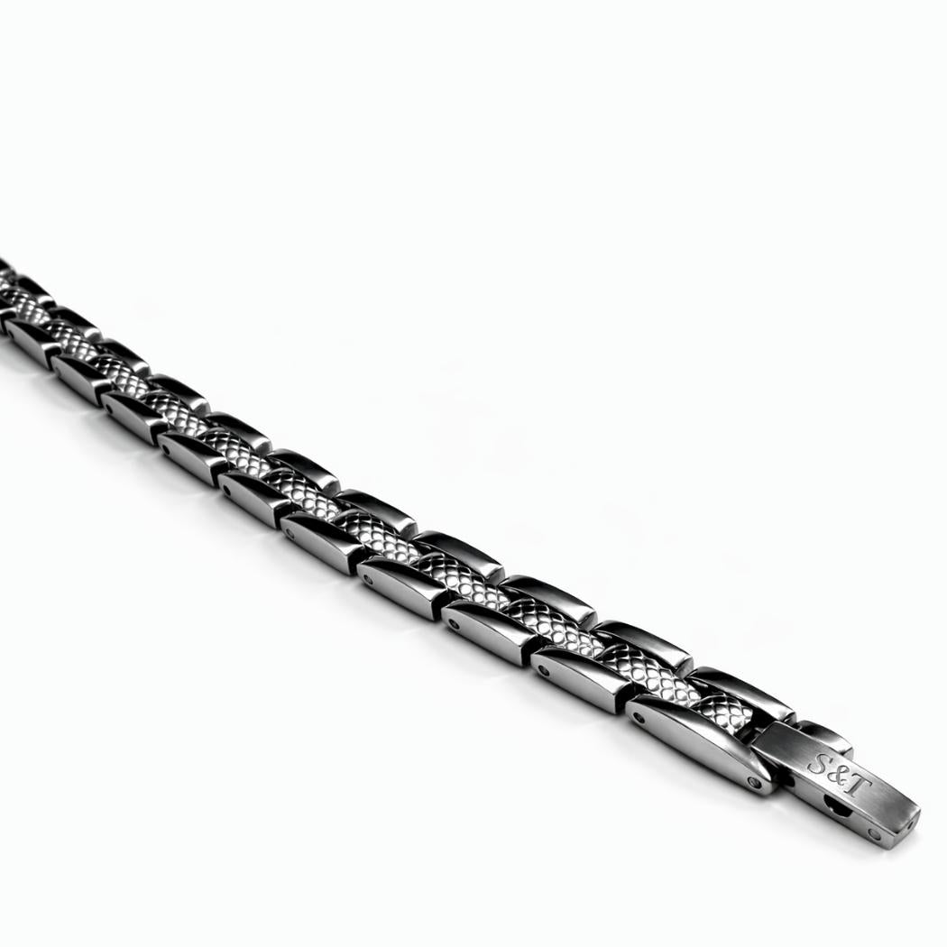 Herren Panzerarmband Edelstahl Silber