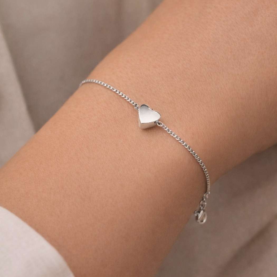 Herz Armband Damen Edelstahl Silber