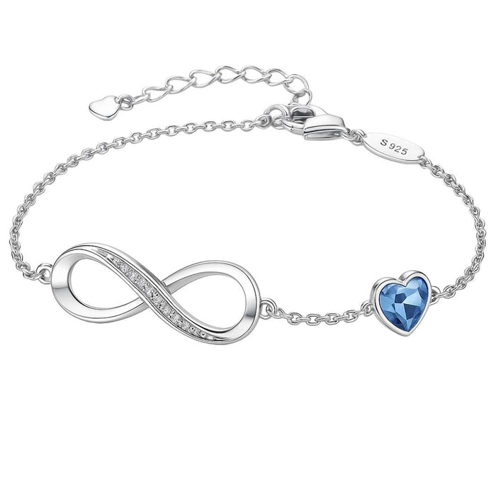 Infinity Herz Armband 925 Silber Damen Blau
